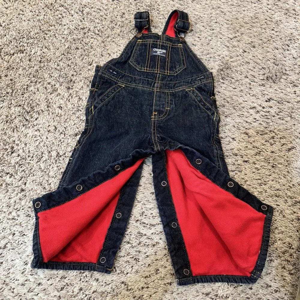 Oshkosh Denim Lined Red Overalls Size‎ 12 Months